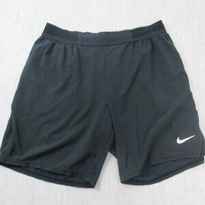 Nike‎ Athletic Shorts Men's XL Black Dri Fit Stretch Elastic Waist Logo Pull On